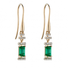 EMERALD/8 PAVE DIAMOND EARRINGS